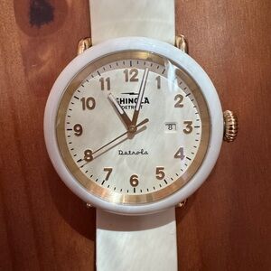 Shinola White and Gold Wrist Watch